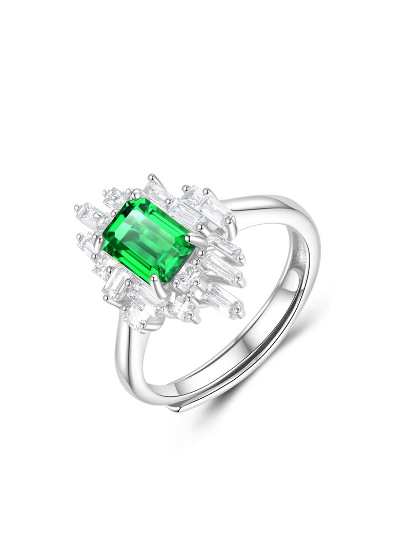 Field Fashio ring Artificially cultivated gemstone ring - emerald ringi for girls - Image 1